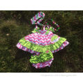 2015 baby new hot pink chevron lemon green swing tops swing outfits with matching necklace and headband
